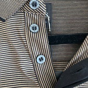 NWT Hugo Boss Men Luxury Soft Cotton Striped Polo Shirt Bronze Black XL